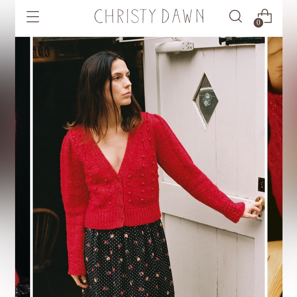 NWT Christy Dawn Gigi Red Alpaca Cardigan Size M